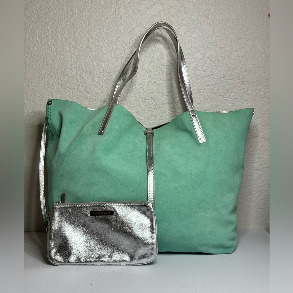 Tiffany & Co. Green and Silver Tote Bag